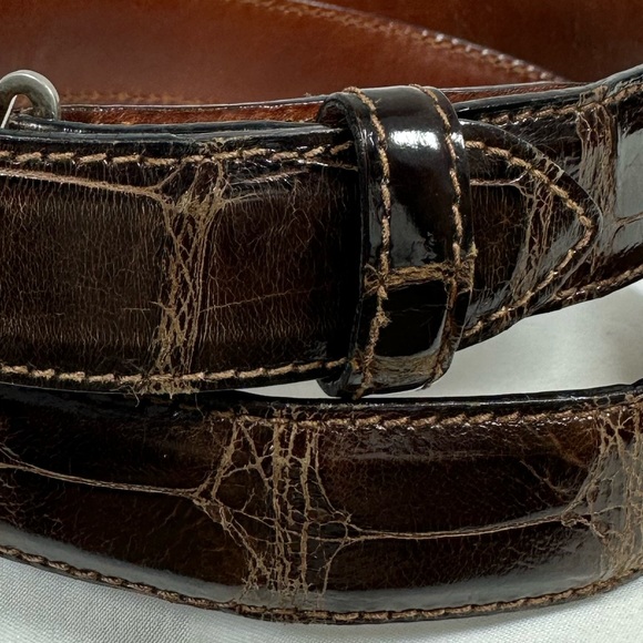 RALPH LAUREN American brown alligator  sterling  buckle and belt size 30 unisex - Picture 11 of 16